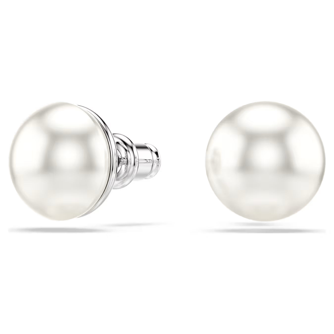 Matrix stud earrings Crystal pearl, White, Rhodium plated 5747752
