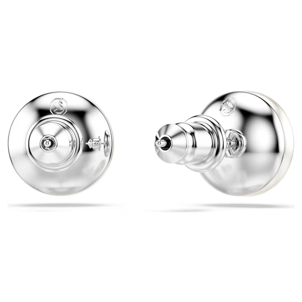 Matrix stud earrings Crystal pearl, White, Rhodium plated 5747752