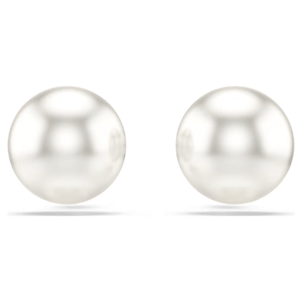 Matrix stud earrings Crystal pearl, White, Rhodium plated 5747752