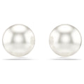 Matrix stud earrings Crystal pearl, White, Rhodium plated 5747752