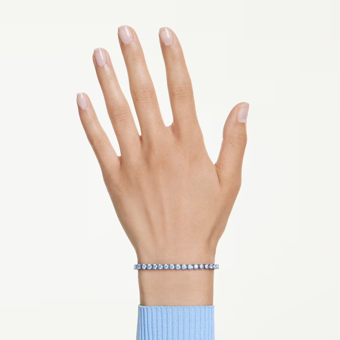 Matrix Tennis bracelet Round cut, Blue, Ruthenium plated 5743440