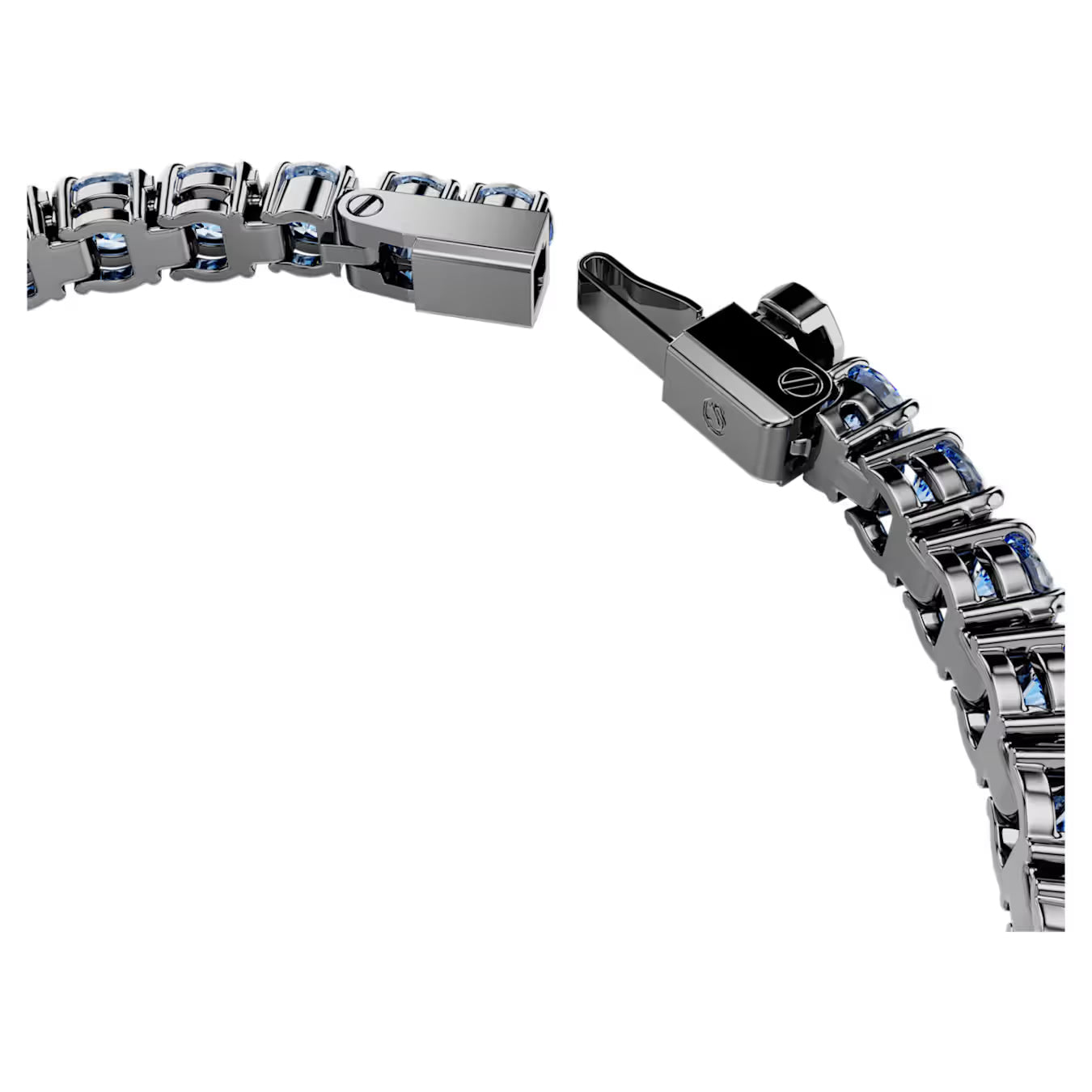 Matrix Tennis bracelet Round cut, Blue, Ruthenium plated 5743440
