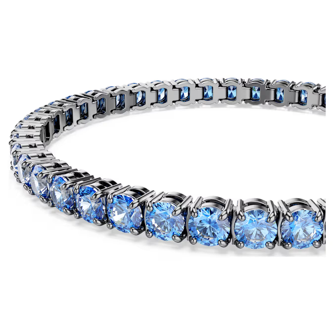 Matrix Tennis bracelet Round cut, Blue, Ruthenium plated 5743440