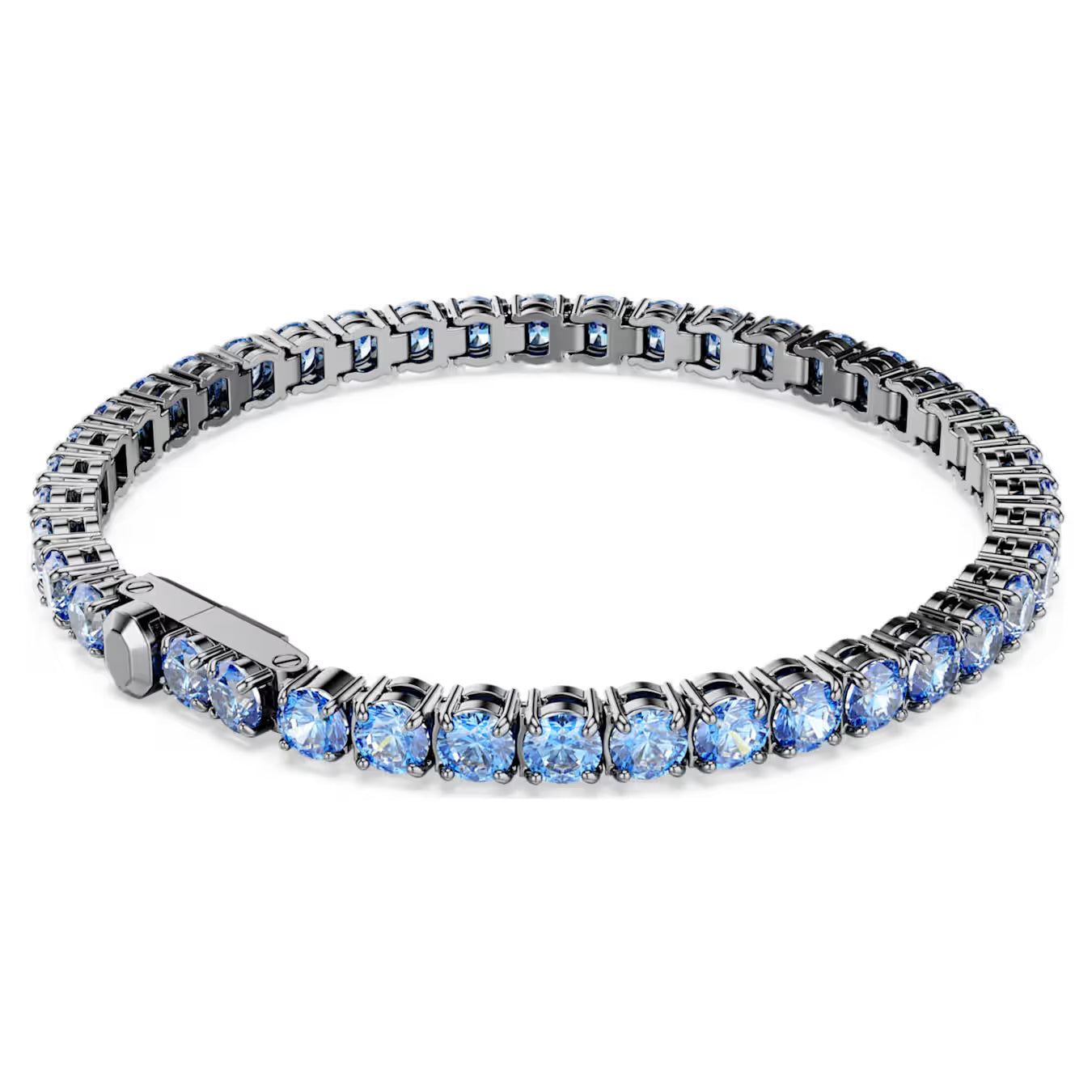 Matrix Tennis bracelet Round cut, Blue, Ruthenium plated 5743440