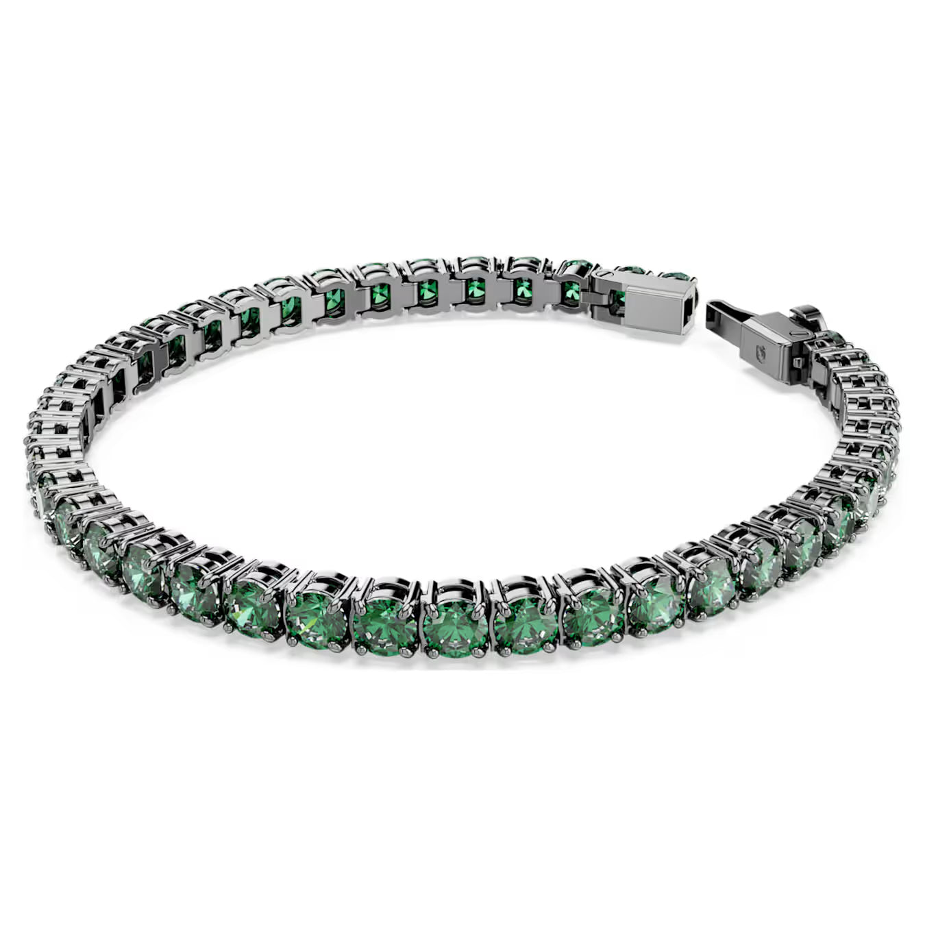 Matrix Tennis bracelet Round cut, Green, Ruthenium plated 5743447