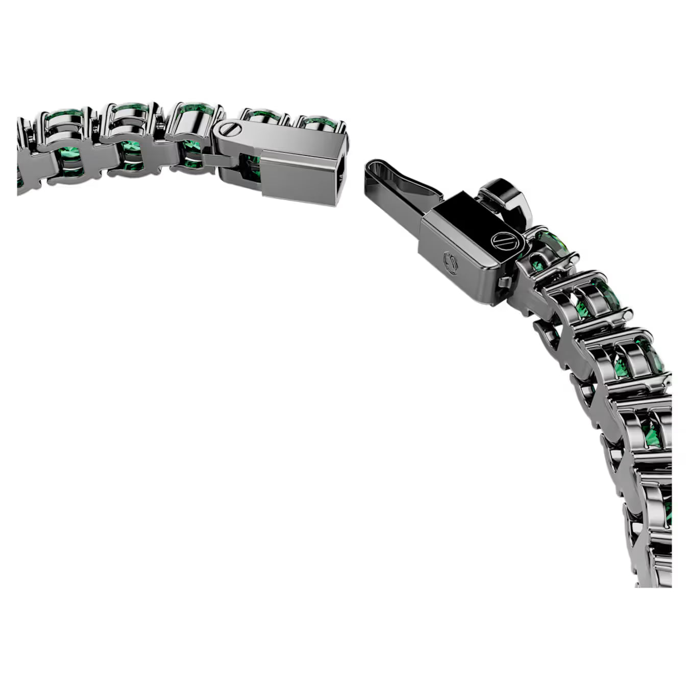 Matrix Tennis bracelet Round cut, Green, Ruthenium plated 5743447