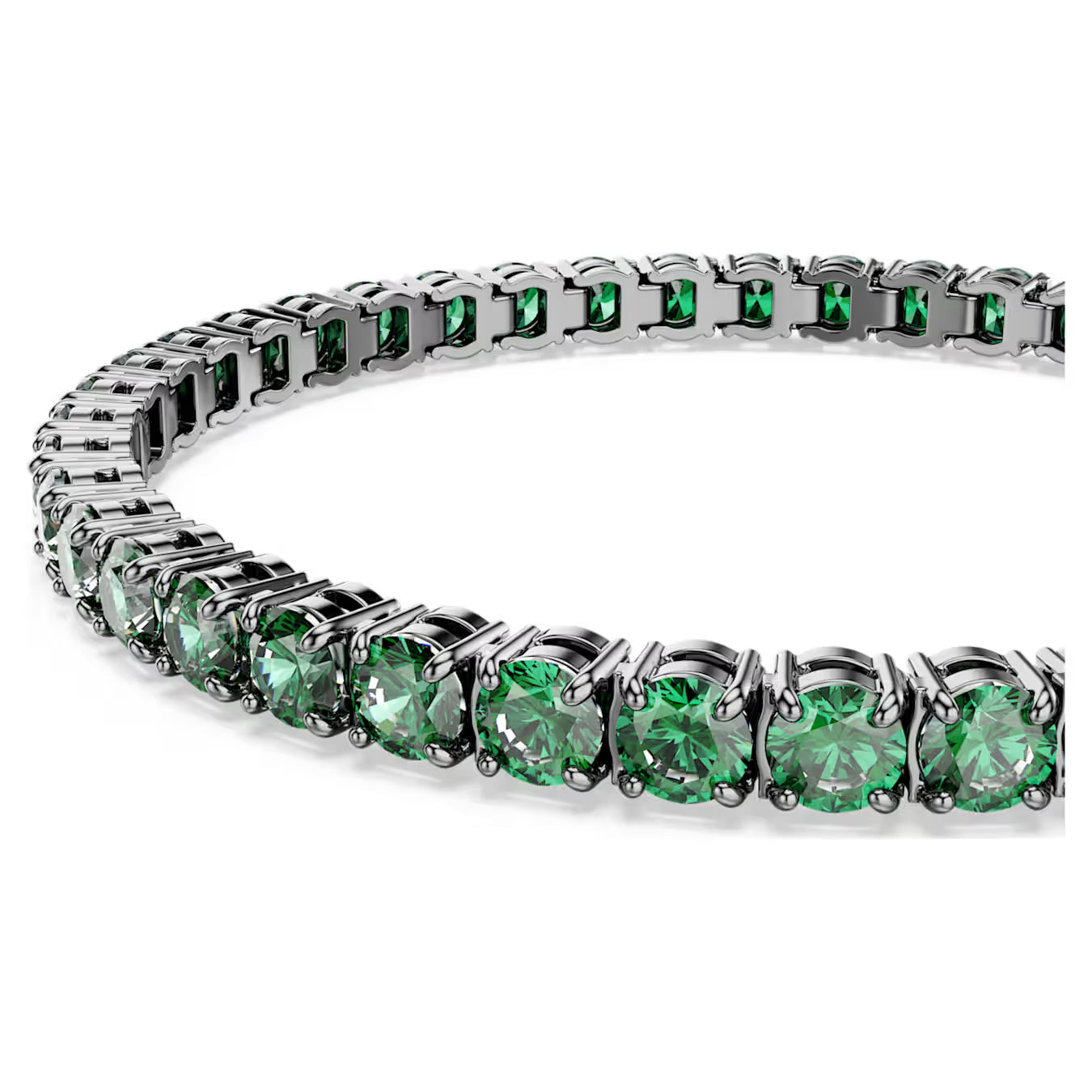 Matrix Tennis bracelet Round cut, Green, Ruthenium plated 5743447