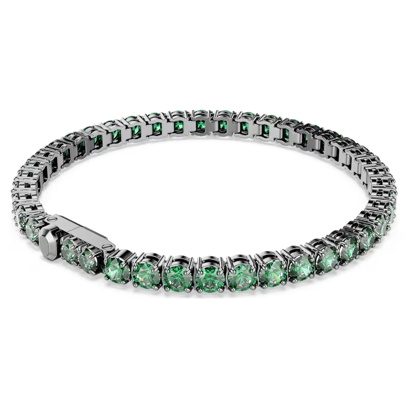 Matrix Tennis bracelet Round cut, Green, Ruthenium plated 5743447