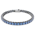 Matrix Tennis bracelet Round cut, Blue, Ruthenium plated 5743440