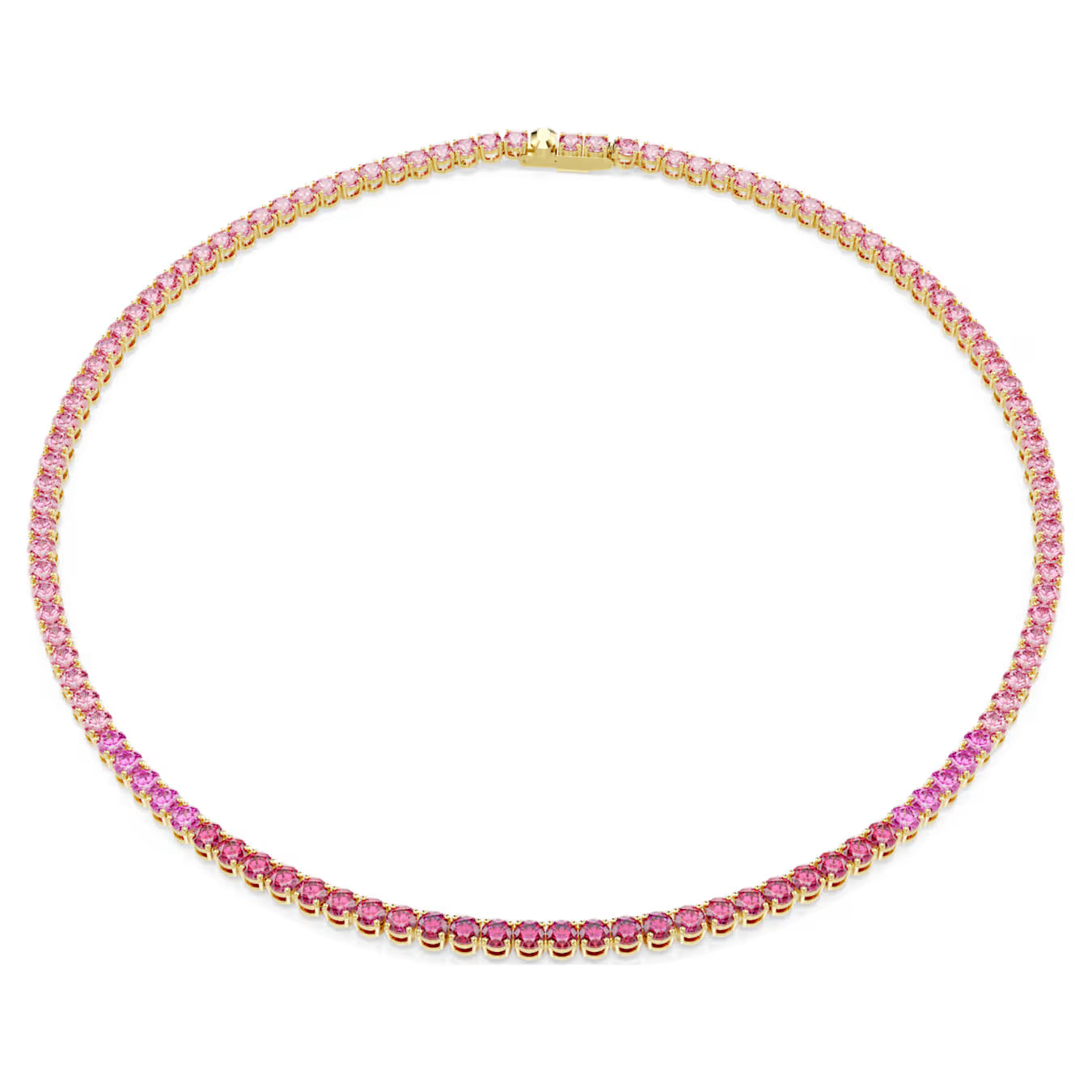 Matrix Tennis necklace Round cut, Pink, Gold-tone plated 5751762
