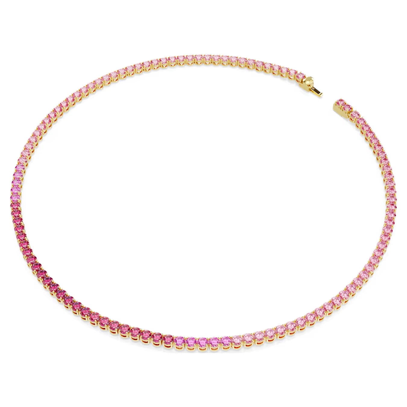 Matrix Tennis necklace Round cut, Pink, Gold-tone plated 5751762