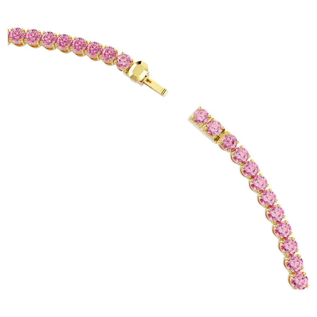 Matrix Tennis necklace Round cut, Pink, Gold-tone plated 5751762