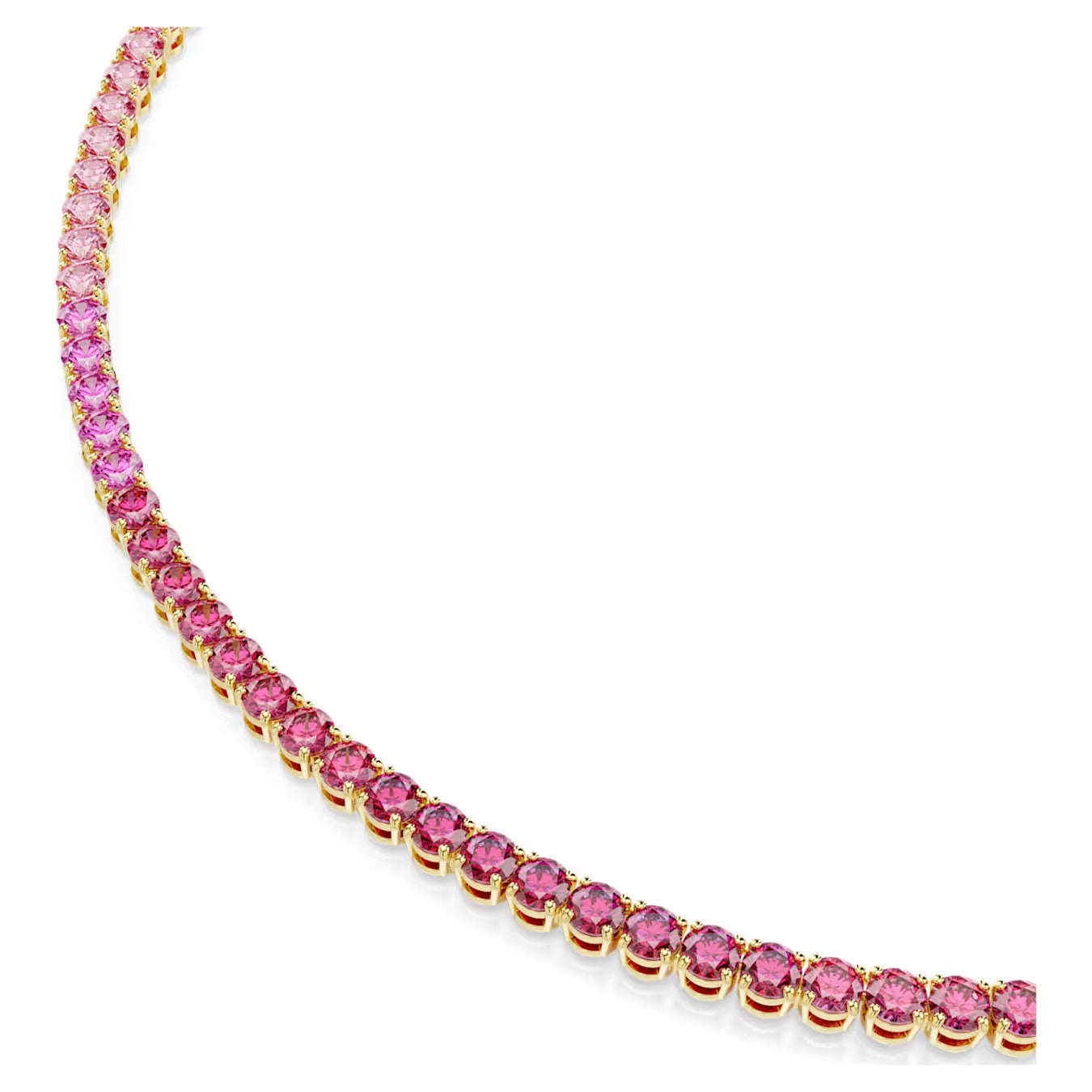 Matrix Tennis necklace Round cut, Pink, Gold-tone plated 5751762