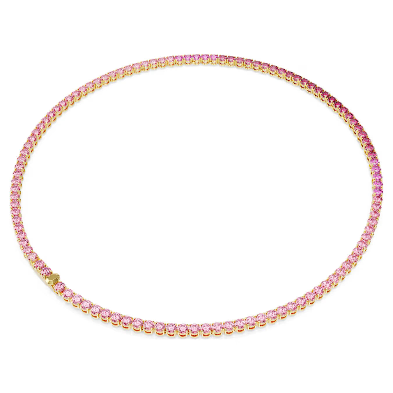 Matrix Tennis necklace Round cut, Pink, Gold-tone plated 5751762
