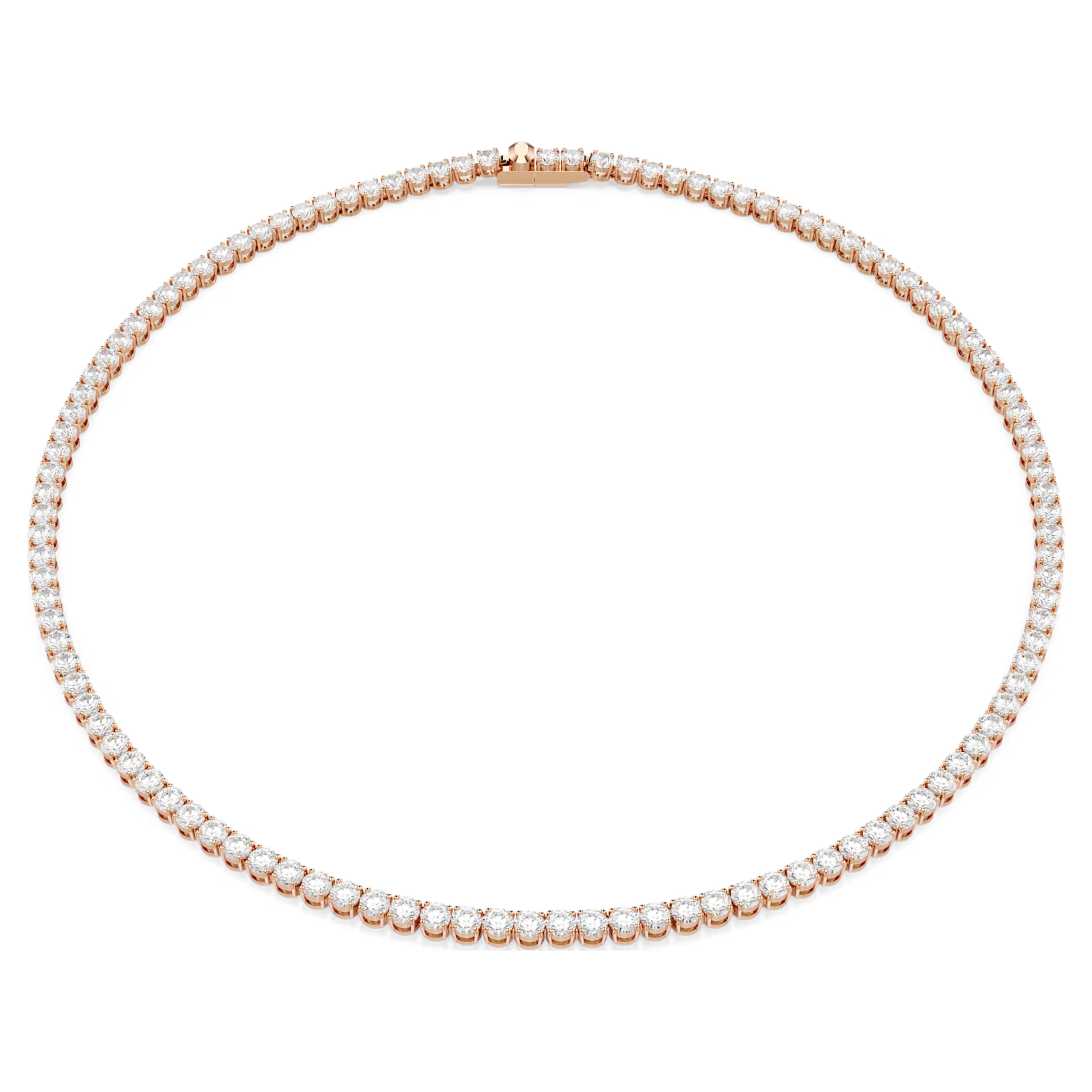 Matrix Tennis Necklace (Round Cut, White, 18K Rose Gold Finish) 5764194