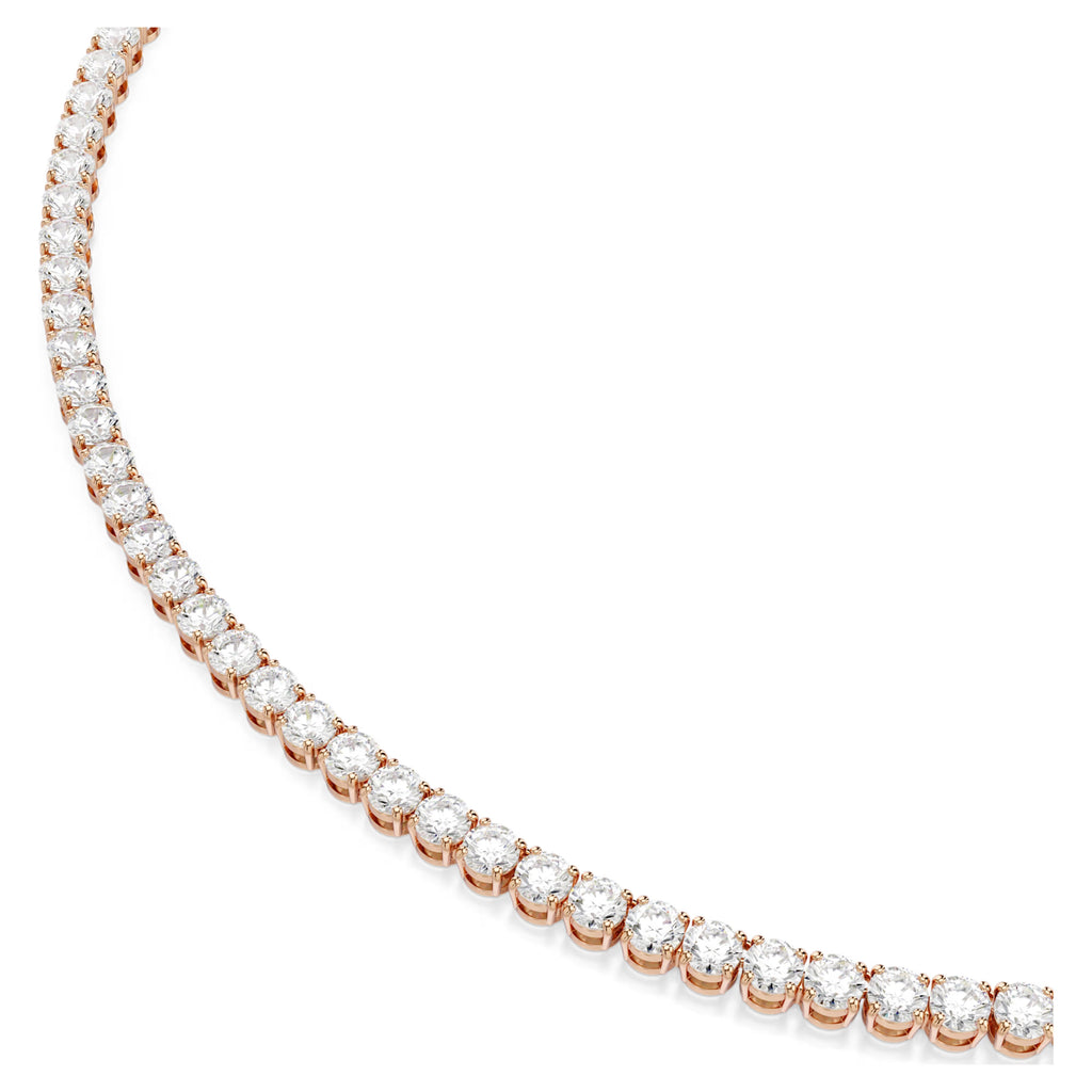 Matrix Tennis Necklace (Round Cut, White, 18K Rose Gold Finish) 5764194