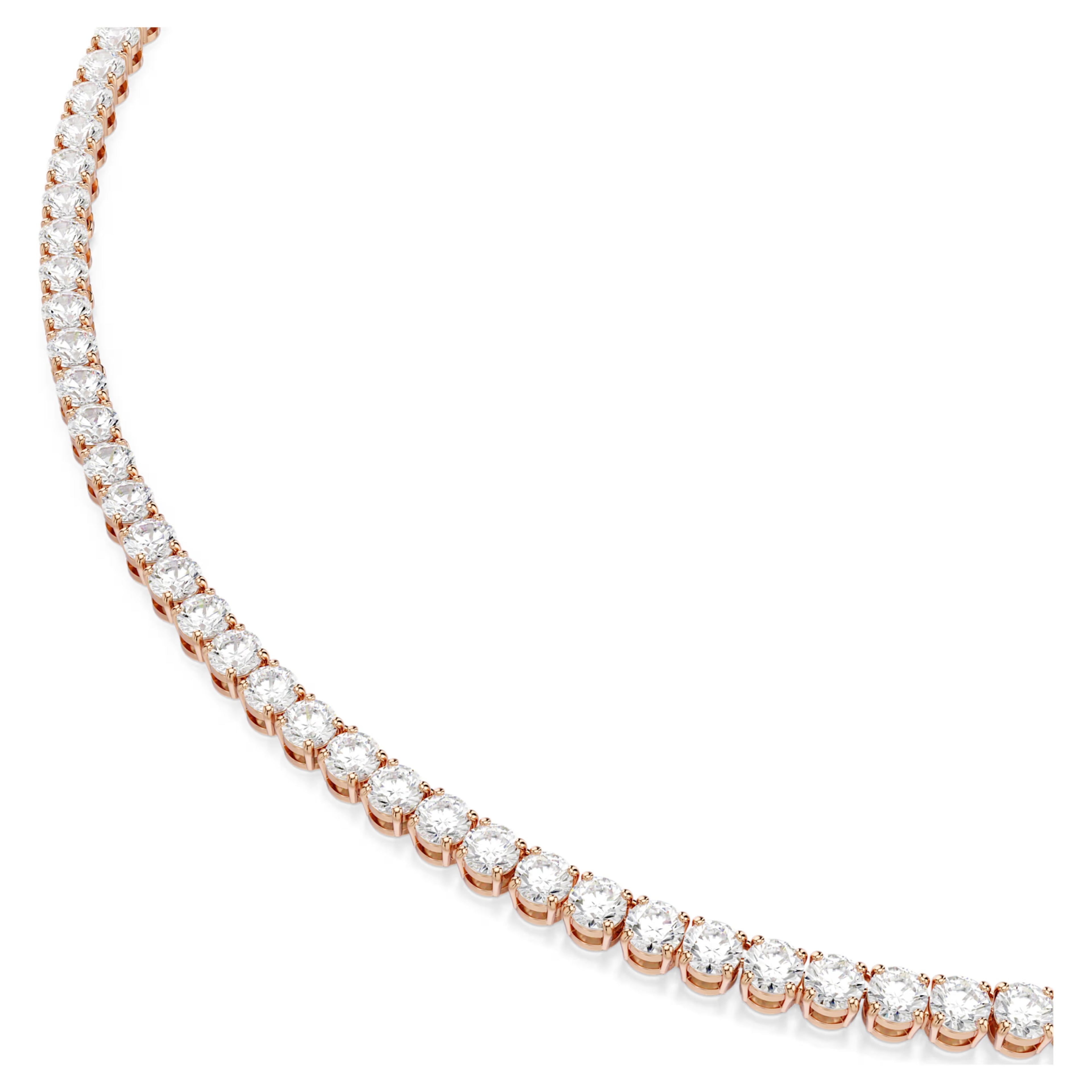 Matrix Tennis Necklace (Round Cut, White, 18K Rose Gold Finish) 5764194