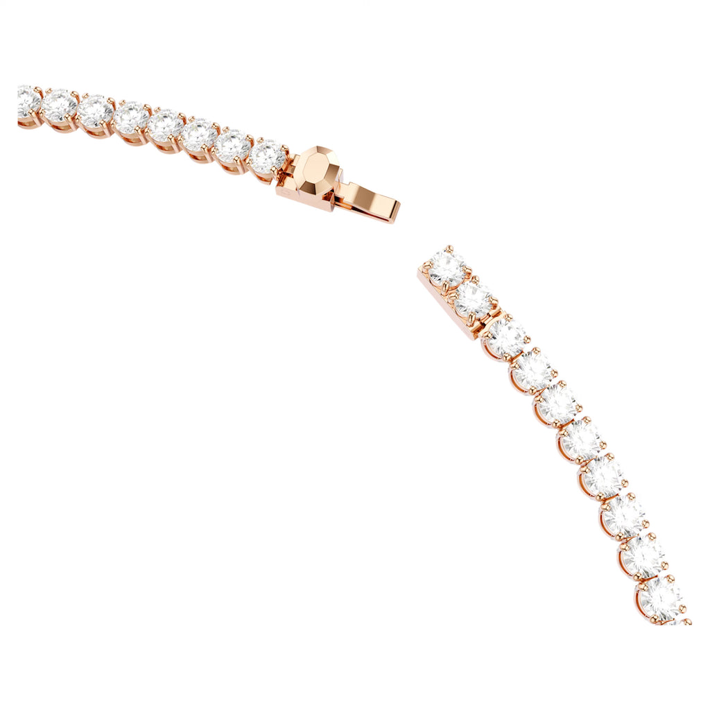 Matrix Tennis Necklace (Round Cut, White, 18K Rose Gold Finish) 5764194
