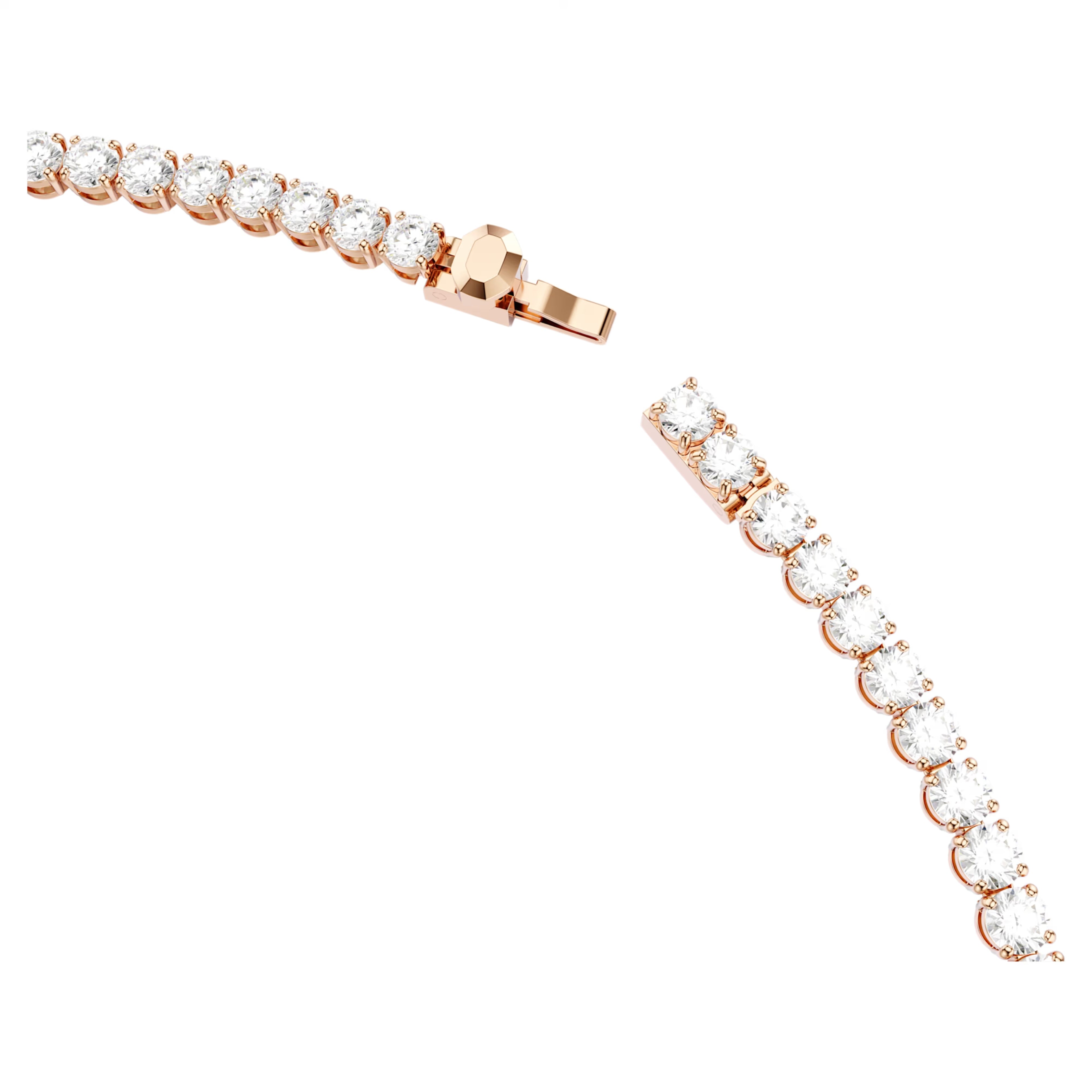Matrix Tennis Necklace (Round Cut, White, 18K Rose Gold Finish) 5764194