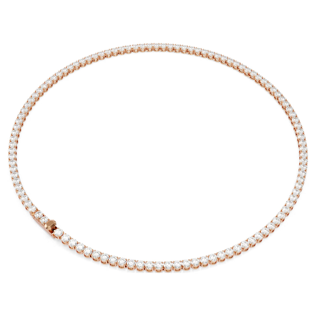 Matrix Tennis Necklace (Round Cut, White, 18K Rose Gold Finish) 5764194
