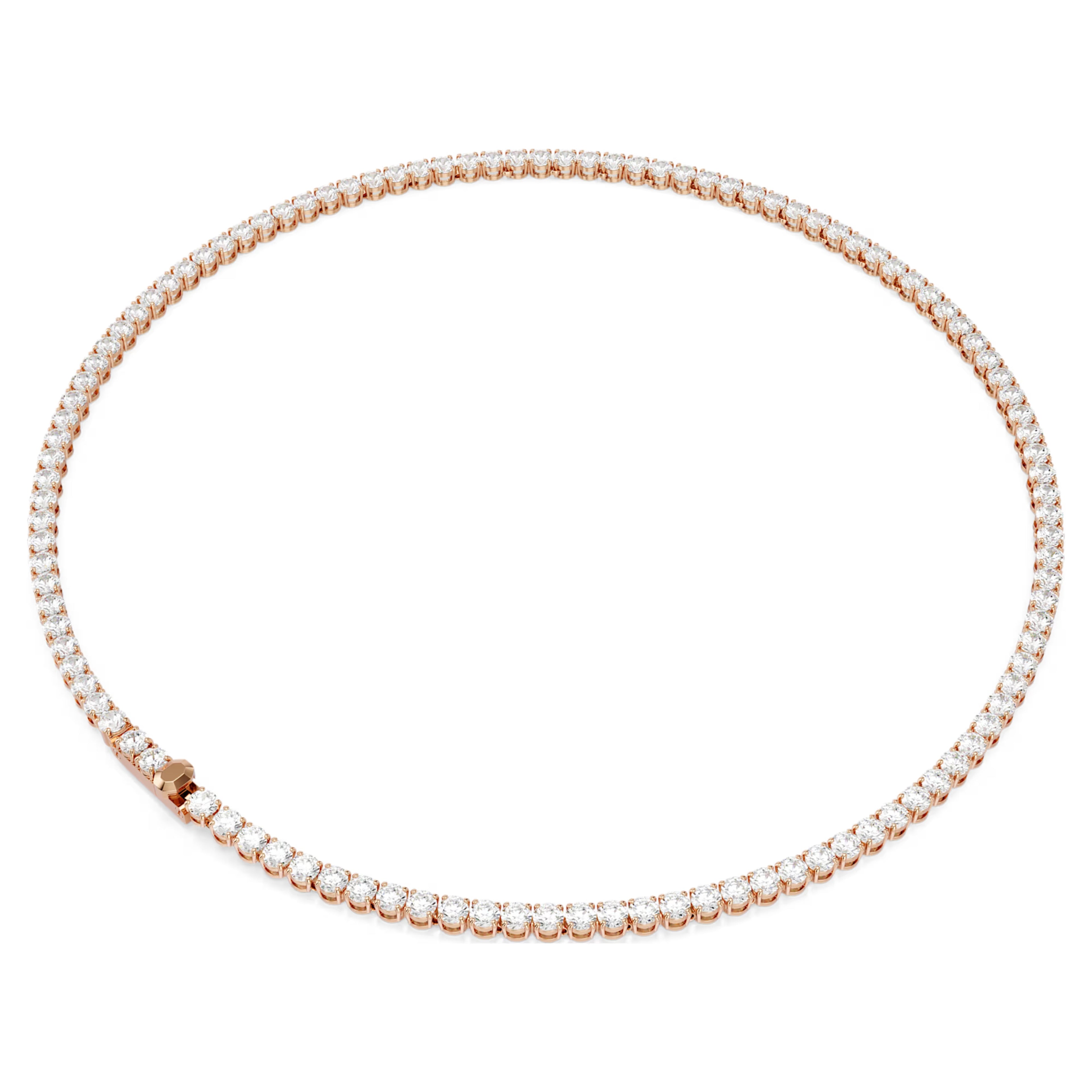 Matrix Tennis Necklace (Round Cut, White, 18K Rose Gold Finish) 5764194