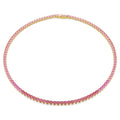 Matrix Tennis necklace Round cut, Pink, Gold-tone plated 5751762