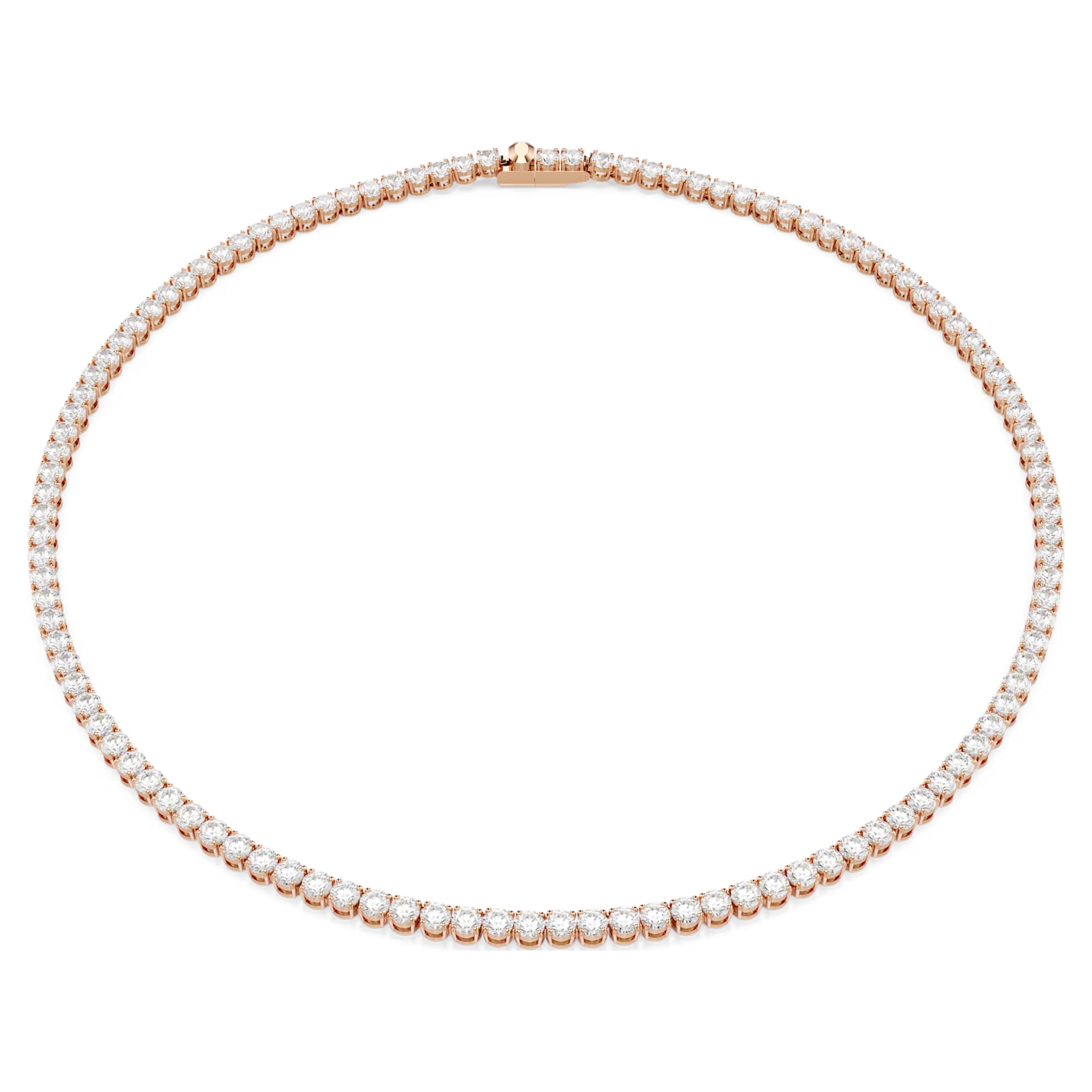 Matrix Tennis Necklace (Round Cut, White, 18K Rose Gold Finish) 5764194