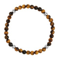 Apollo Men's 6mm Tiger Eye & Steel Elasticated Stretch B9067