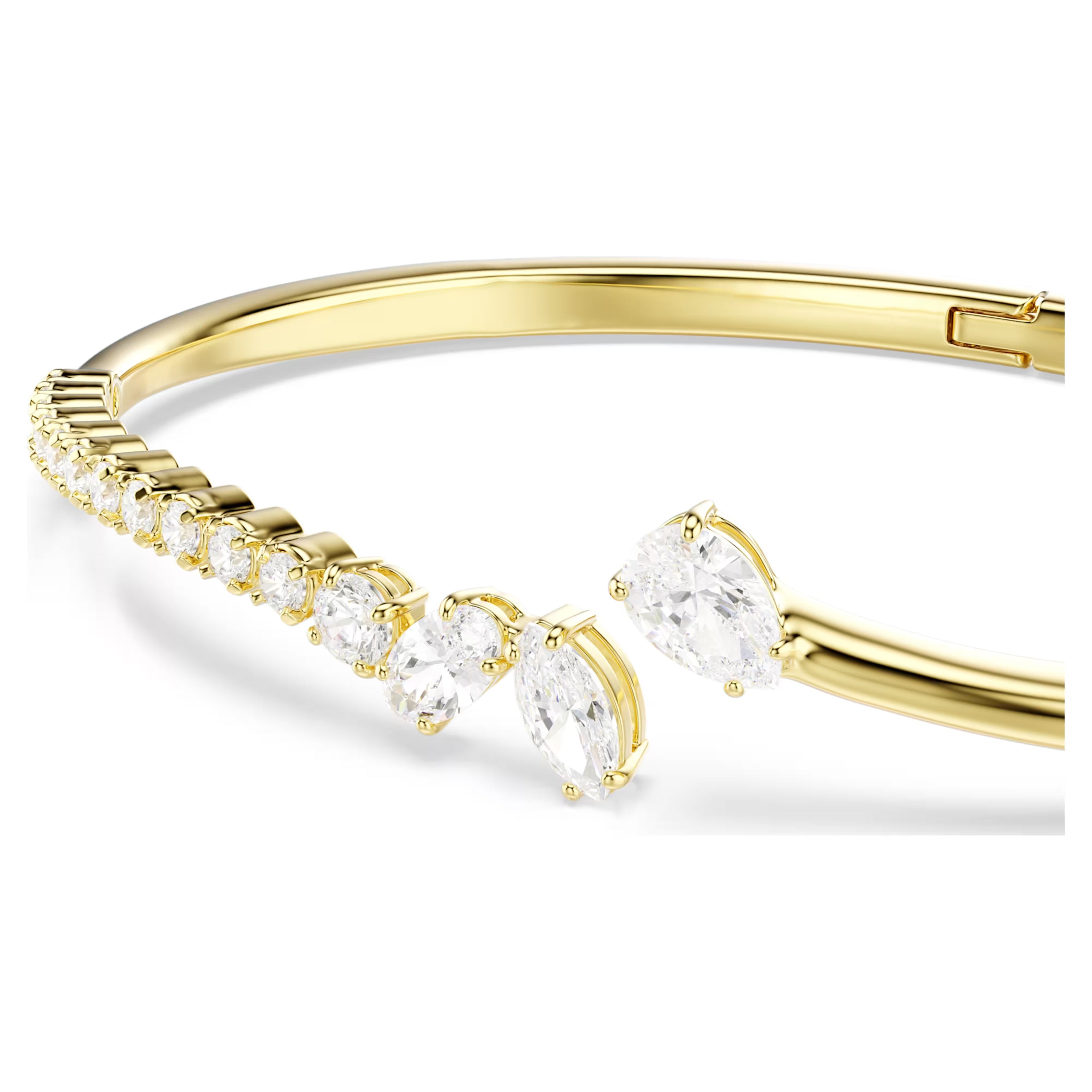 Mesmera Open Bangle (Mixed Cuts, White, 18K Gold Finish, Size S 5761639