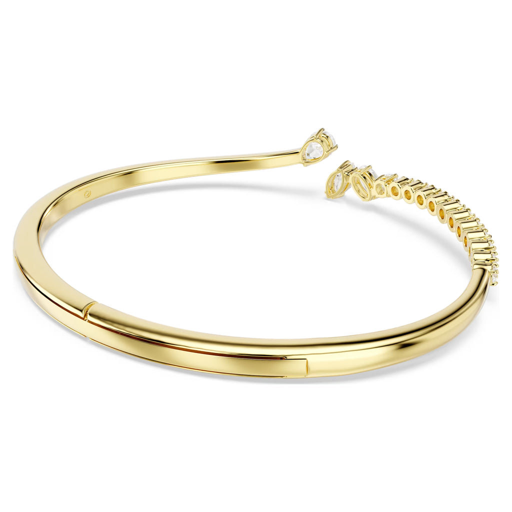 Mesmera Open Bangle (Mixed Cuts, White, 18K Gold Finish, Size L) 5761638