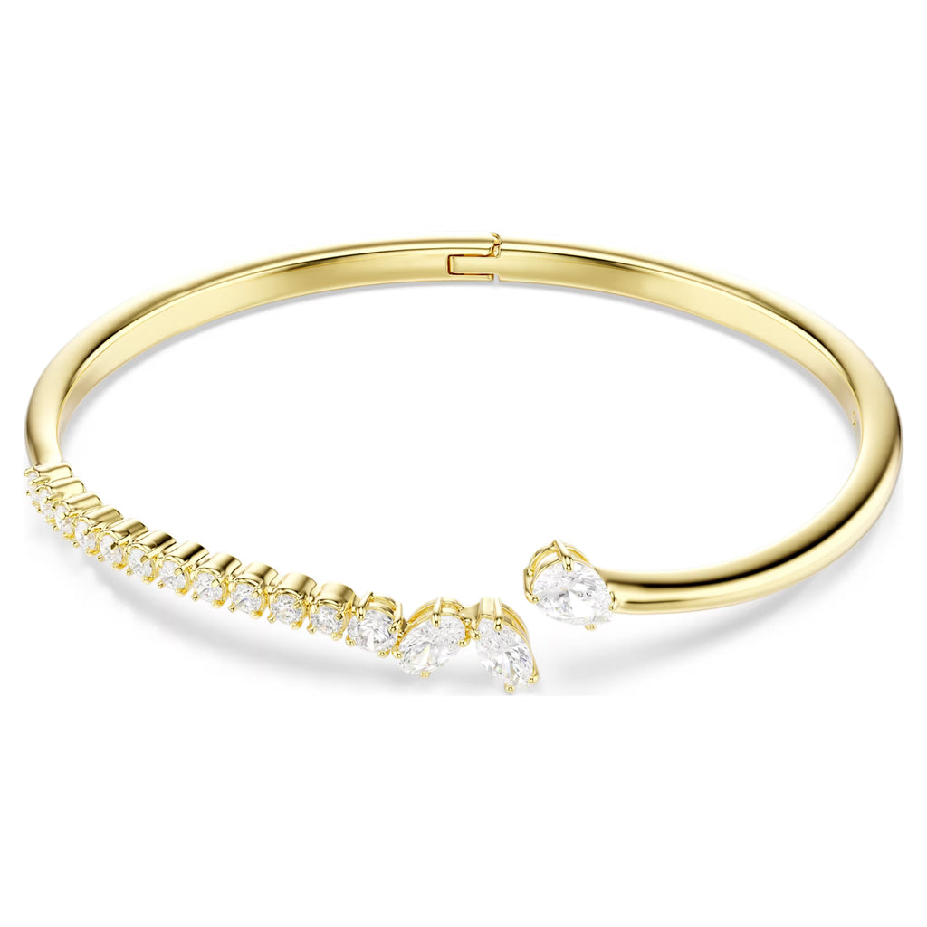 Mesmera Open Bangle (Mixed Cuts, White, 18K Gold Finish, Size L) 5761638