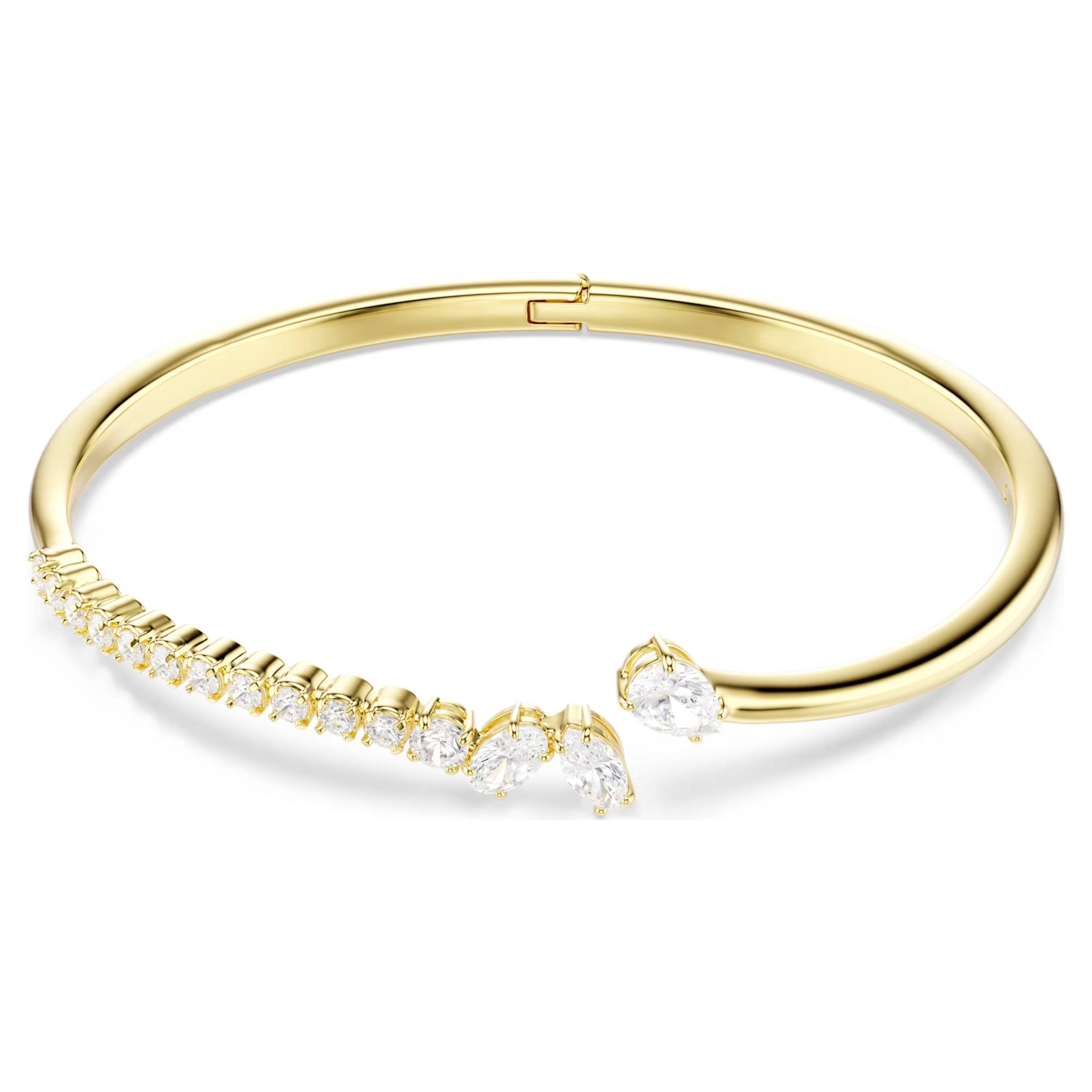 Mesmera Open Bangle (Mixed Cuts, White, 18K Gold Finish, Size S 5761639