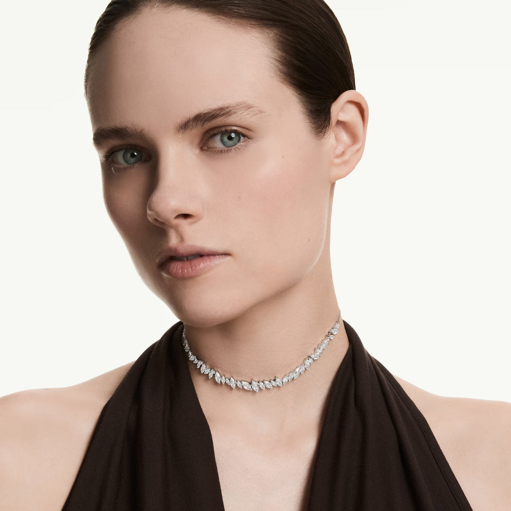 Mesmera choker Marquise cut, White, Rhodium plated 5755905