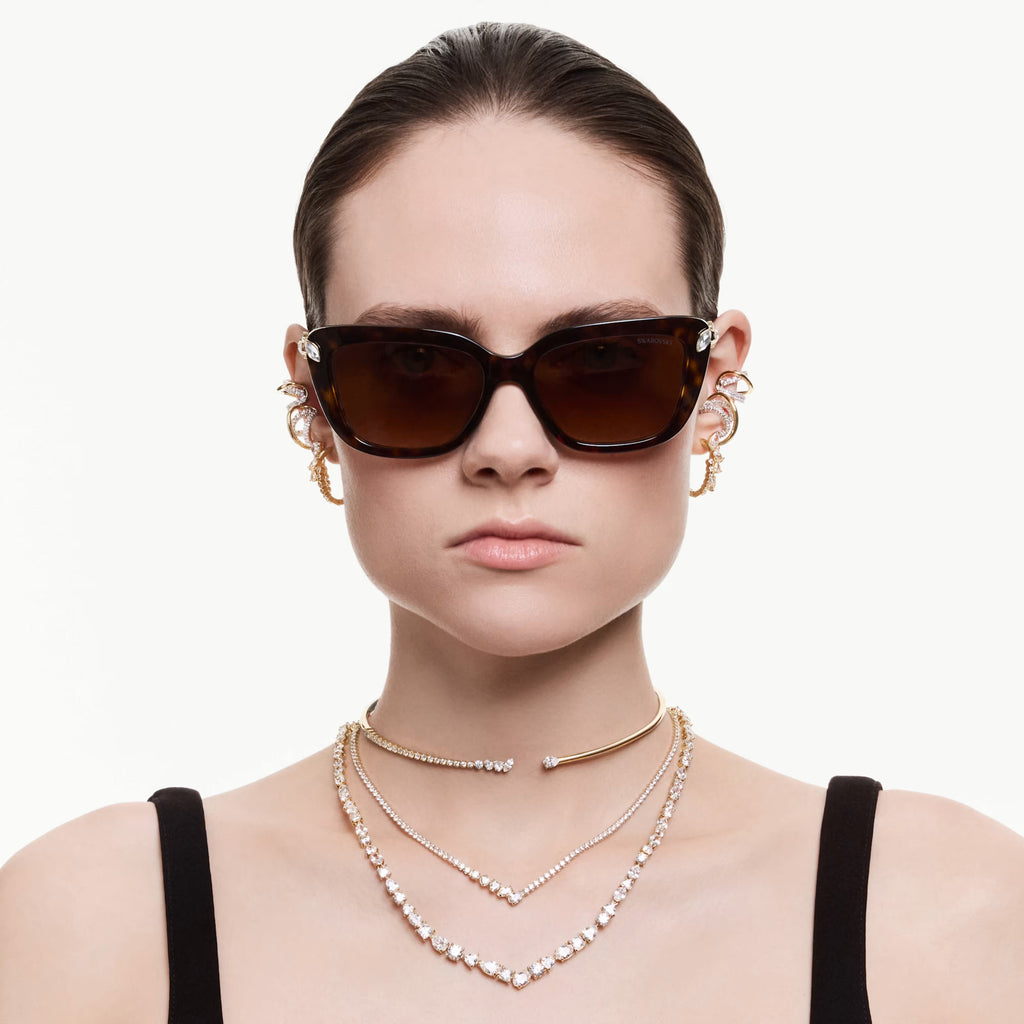 Mesmera choker Mixed cuts, White, 18K gold finish, Size M 5765320