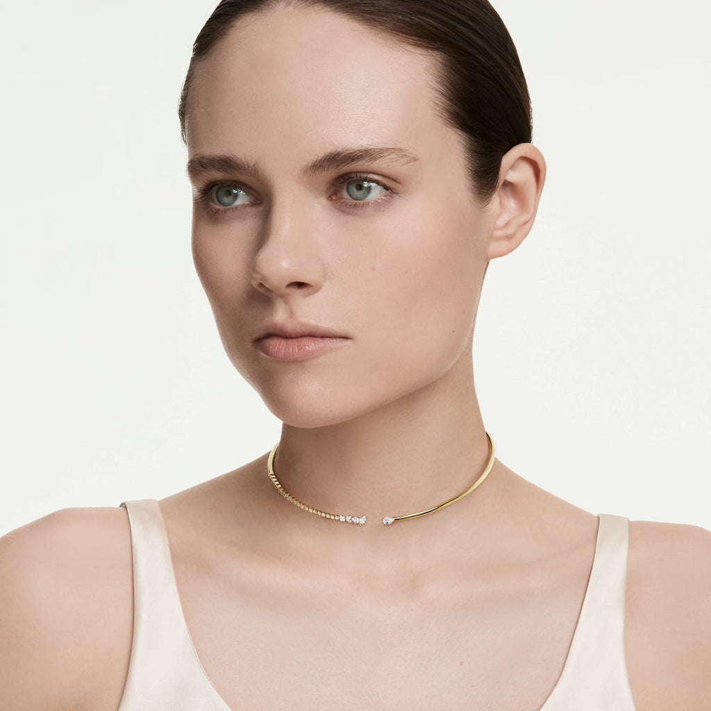 Mesmera choker Mixed cuts, White, 18K gold finish, Size M 5765320