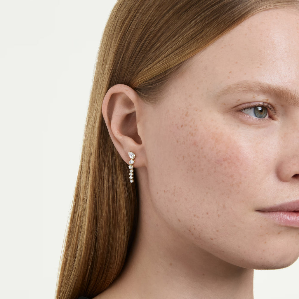 Mesmera Drop Earrings (Mixed Cuts, White, 18K Gold Finish) 5747936