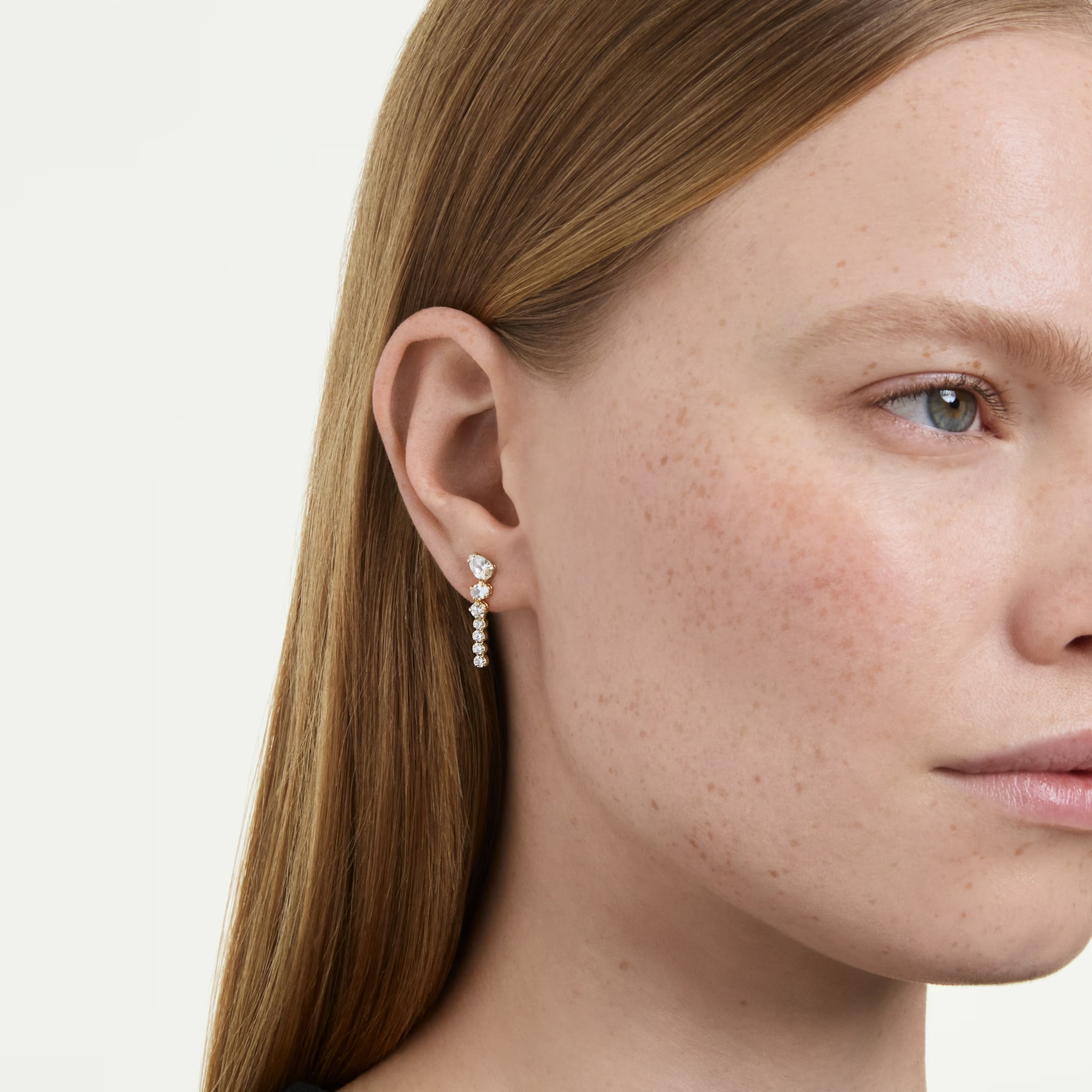 Mesmera Drop Earrings (Mixed Cuts, White, 18K Gold Finish) 5747936