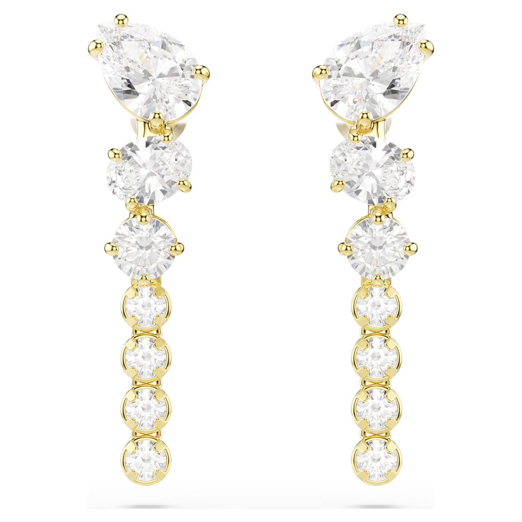 Mesmera Drop Earrings (Mixed Cuts, White, 18K Gold Finish) 5747936