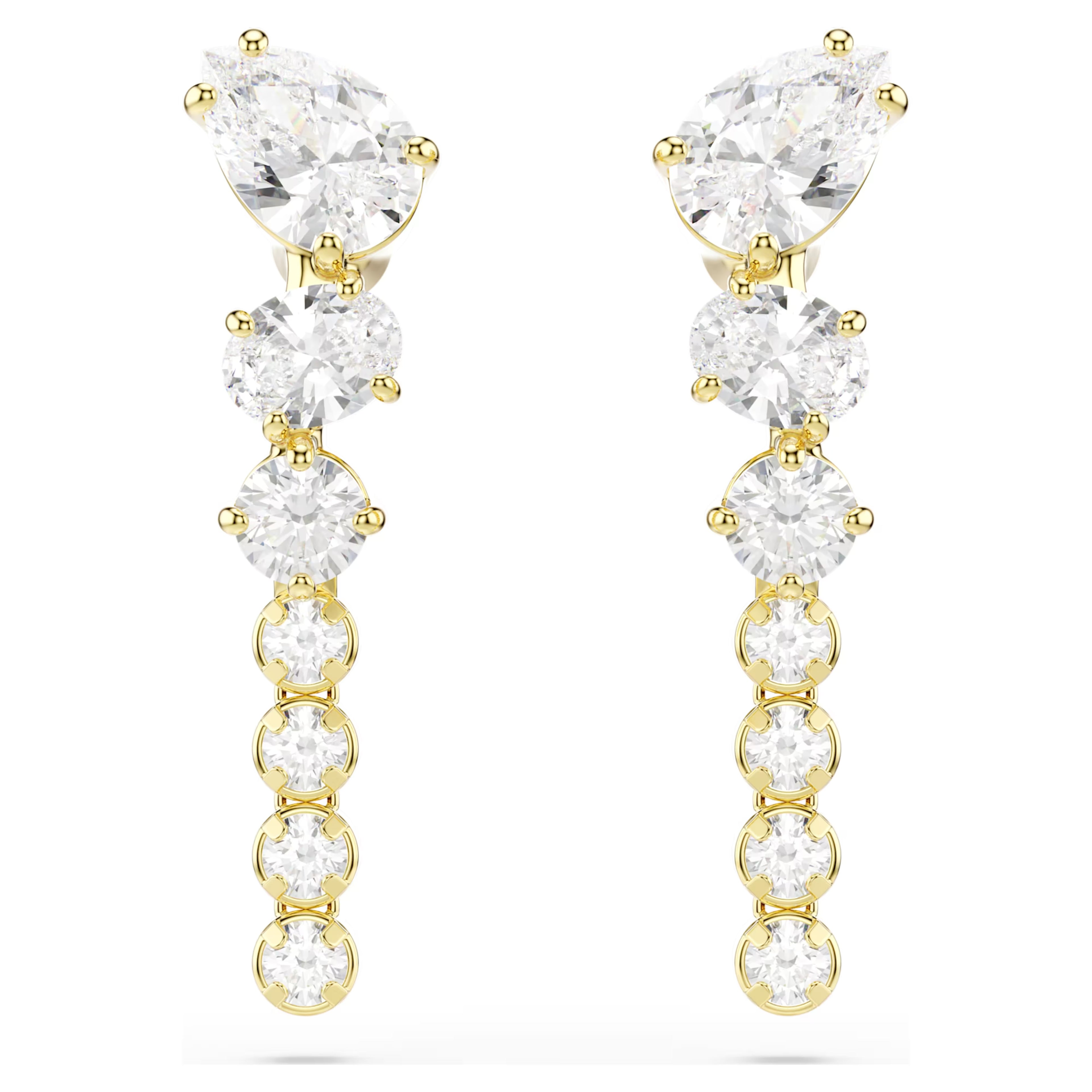 Mesmera Drop Earrings (Mixed Cuts, White, 18K Gold Finish) 5747936