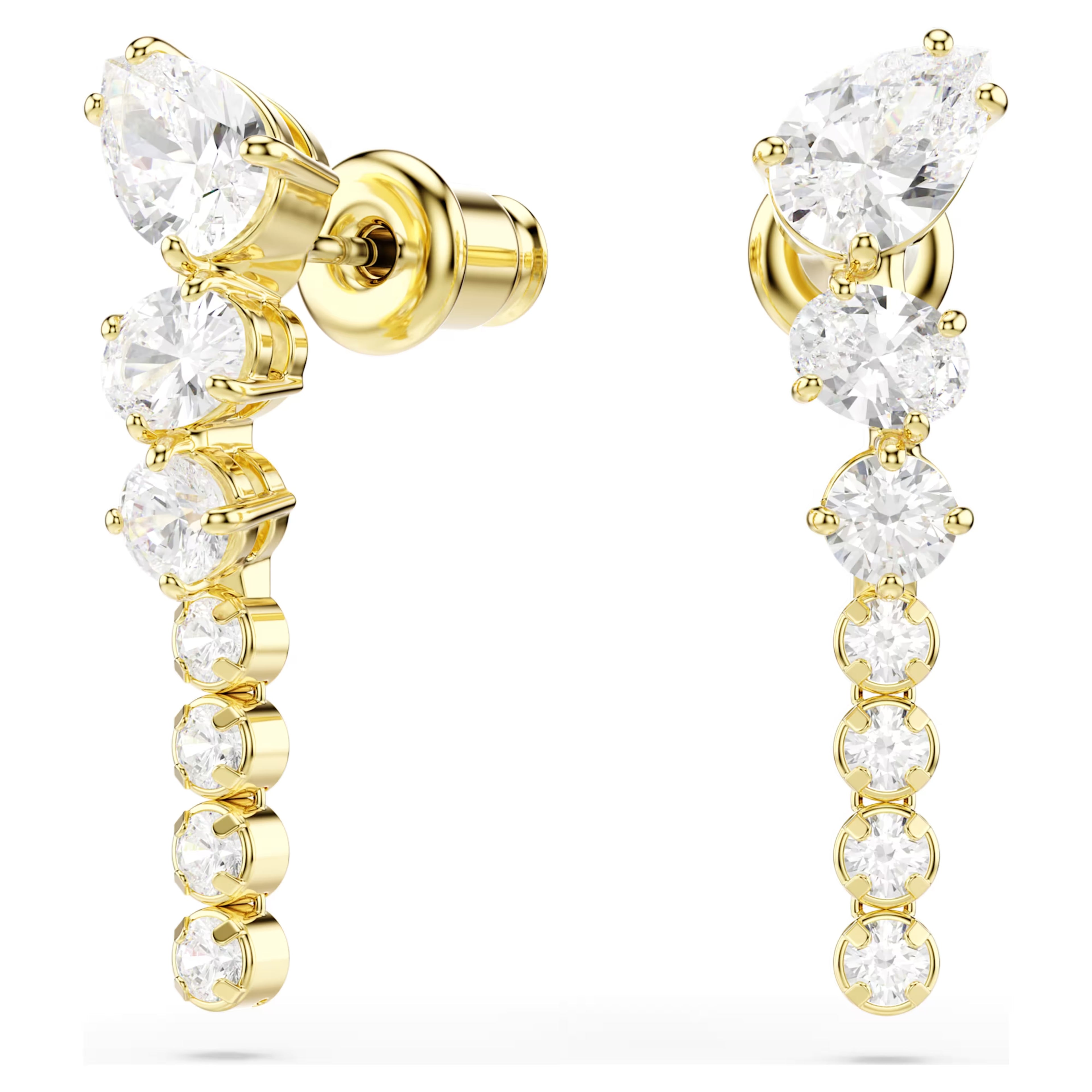 Mesmera Drop Earrings (Mixed Cuts, White, 18K Gold Finish) 5747936