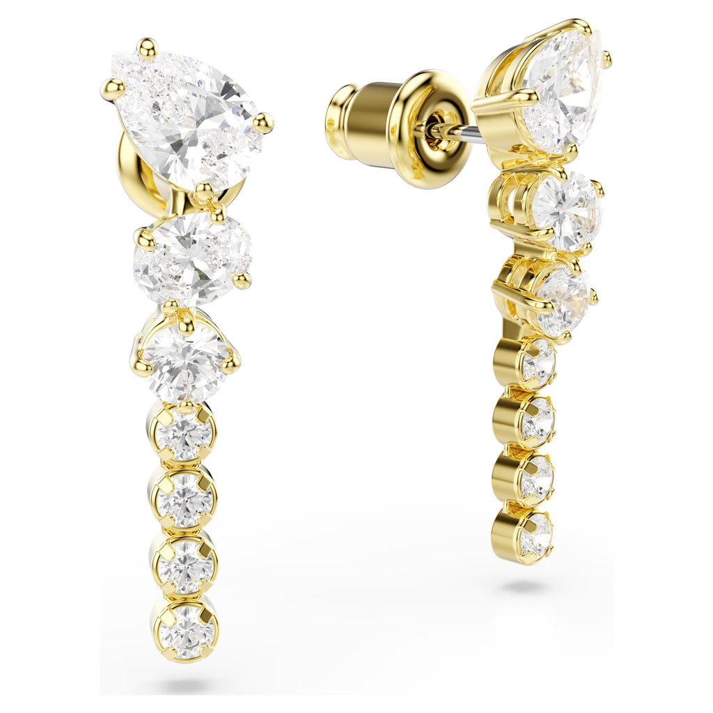 Mesmera Drop Earrings (Mixed Cuts, White, 18K Gold Finish) 5747936