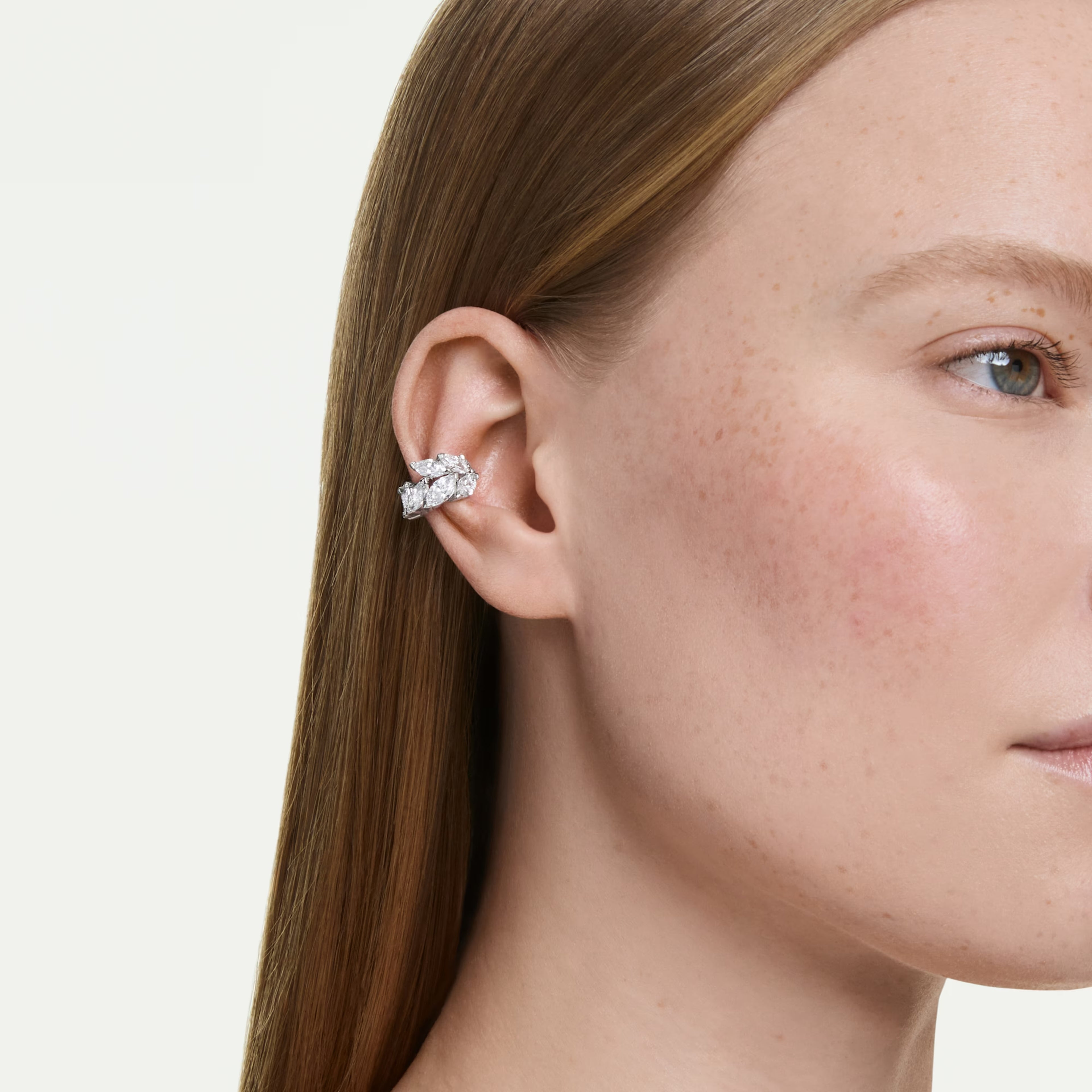 Mesmera Ear Cuffs (Marquise Cut, White, Rhodium Plated) 5747998
