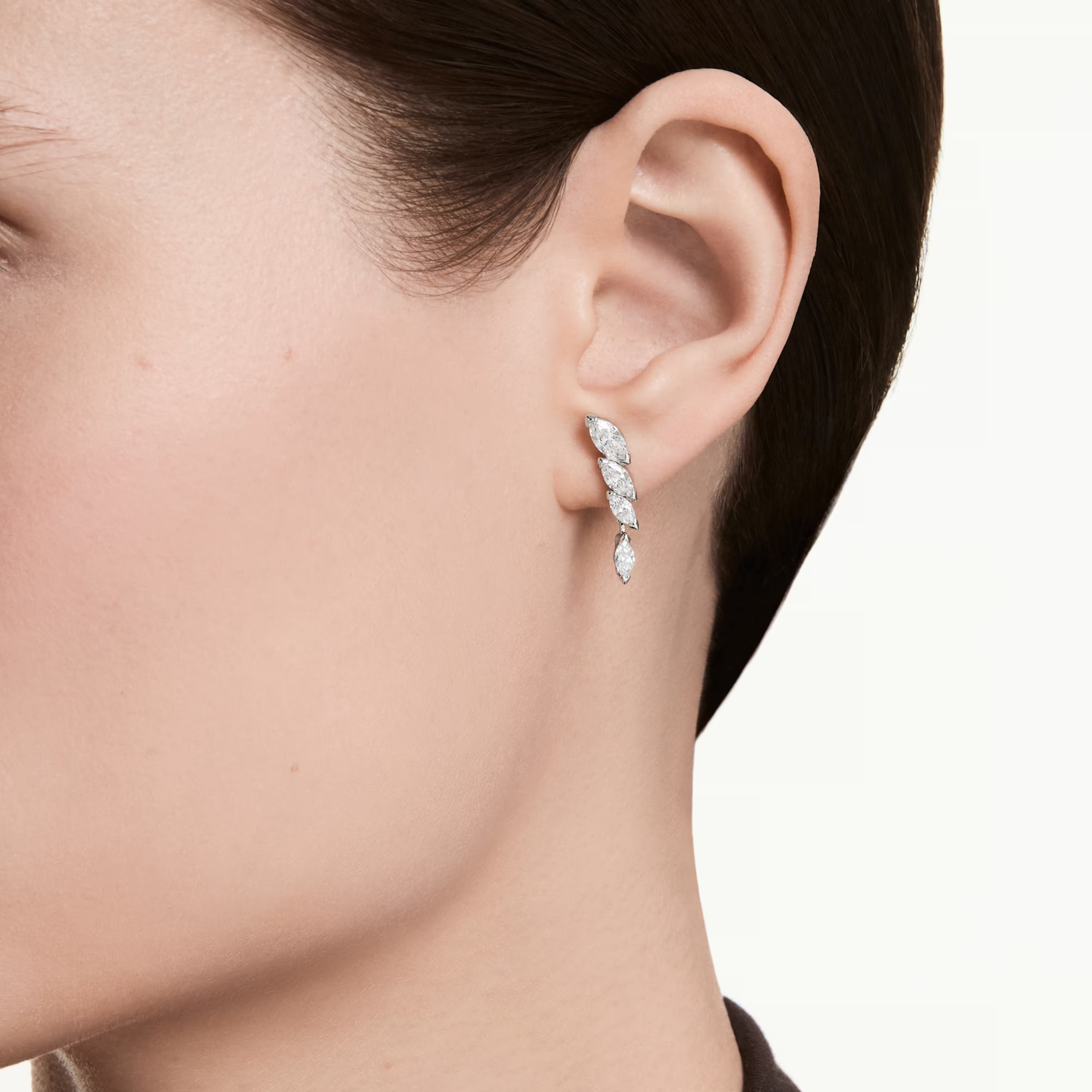 Mesmera Short Drop Earrings (Marquise Cut, White, Rhodium Plated) 5748007