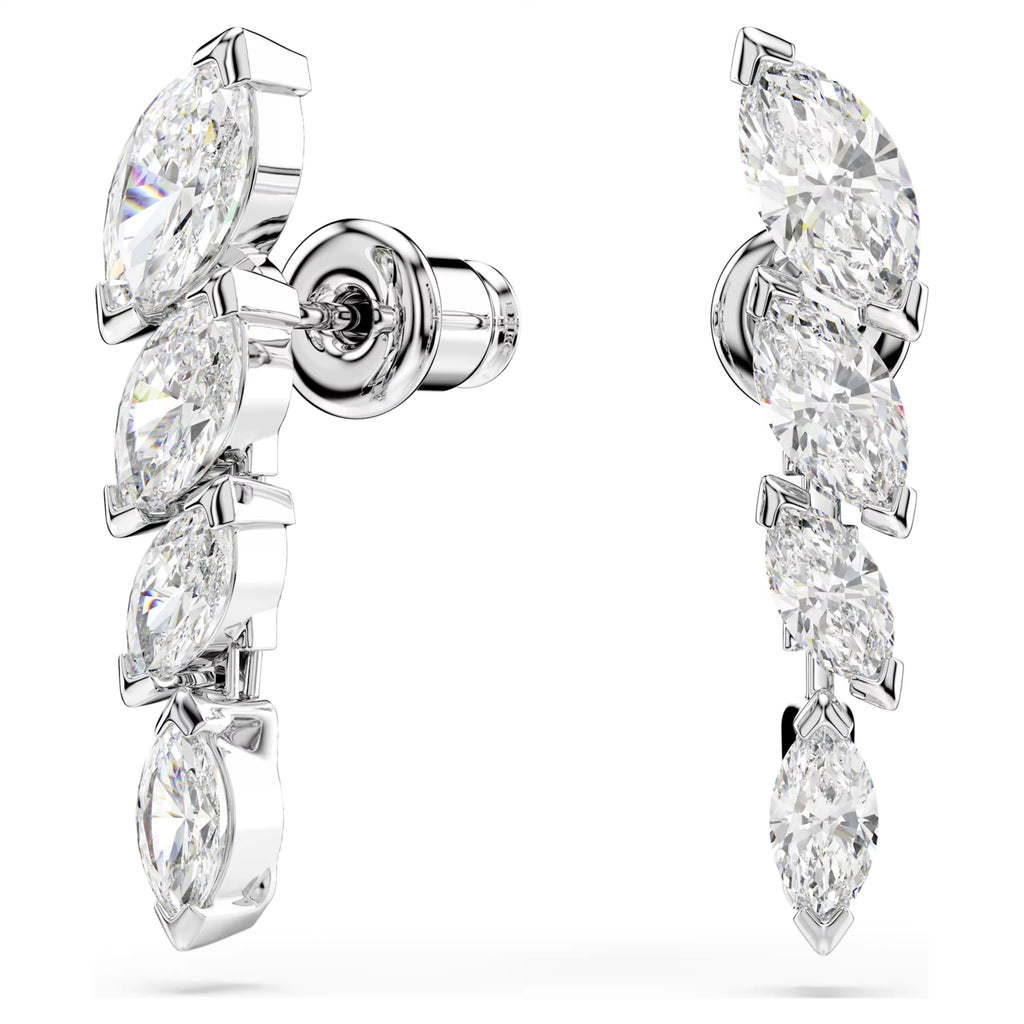 Mesmera Short Drop Earrings (Marquise Cut, White, Rhodium Plated) 5748007