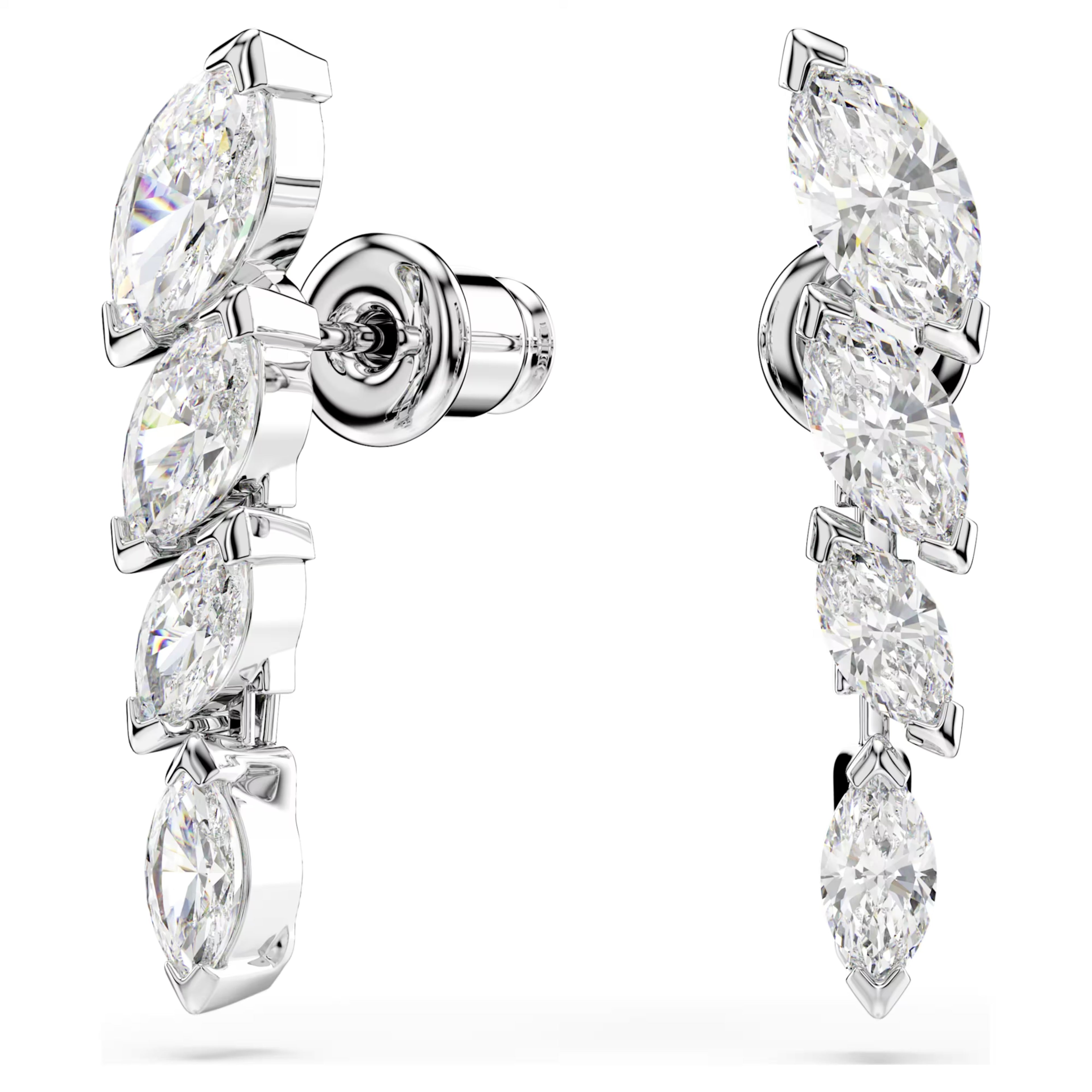 Mesmera Short Drop Earrings (Marquise Cut, White, Rhodium Plated) 5748007