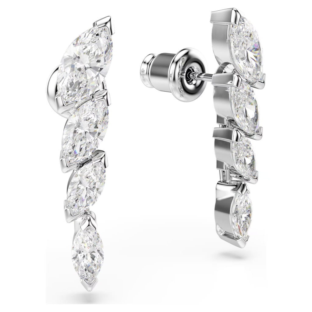 Mesmera Short Drop Earrings (Marquise Cut, White, Rhodium Plated) 5748007