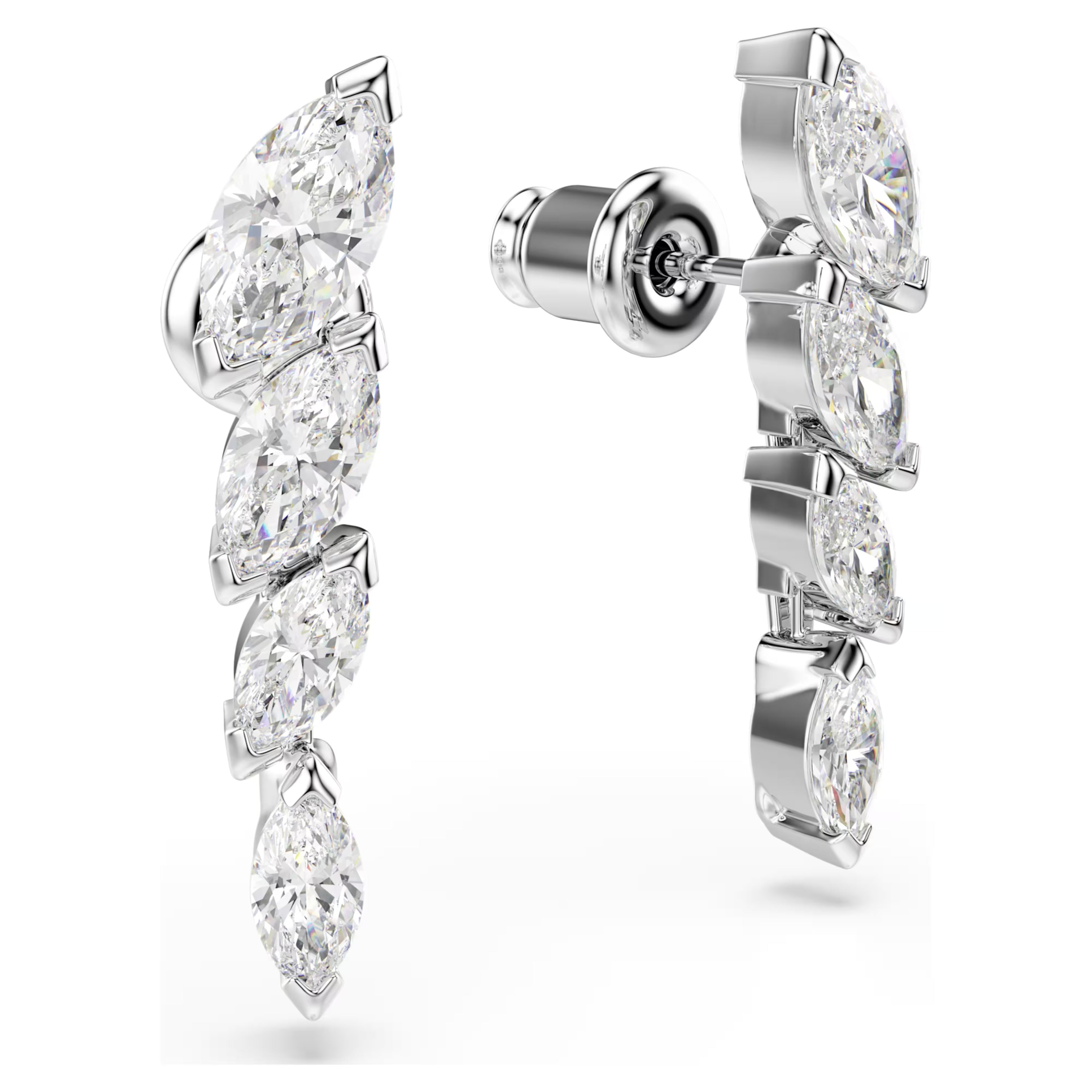 Mesmera Short Drop Earrings (Marquise Cut, White, Rhodium Plated) 5748007