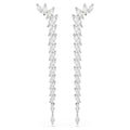 Mesmera Long Drop Earrings (Marquise Cut, White, Rhodium Plated) 5748006