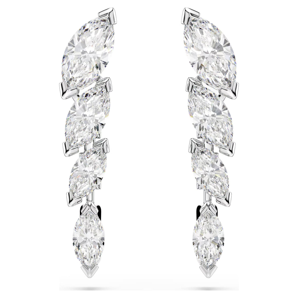 Mesmera Short Drop Earrings (Marquise Cut, White, Rhodium Plated) 5748007