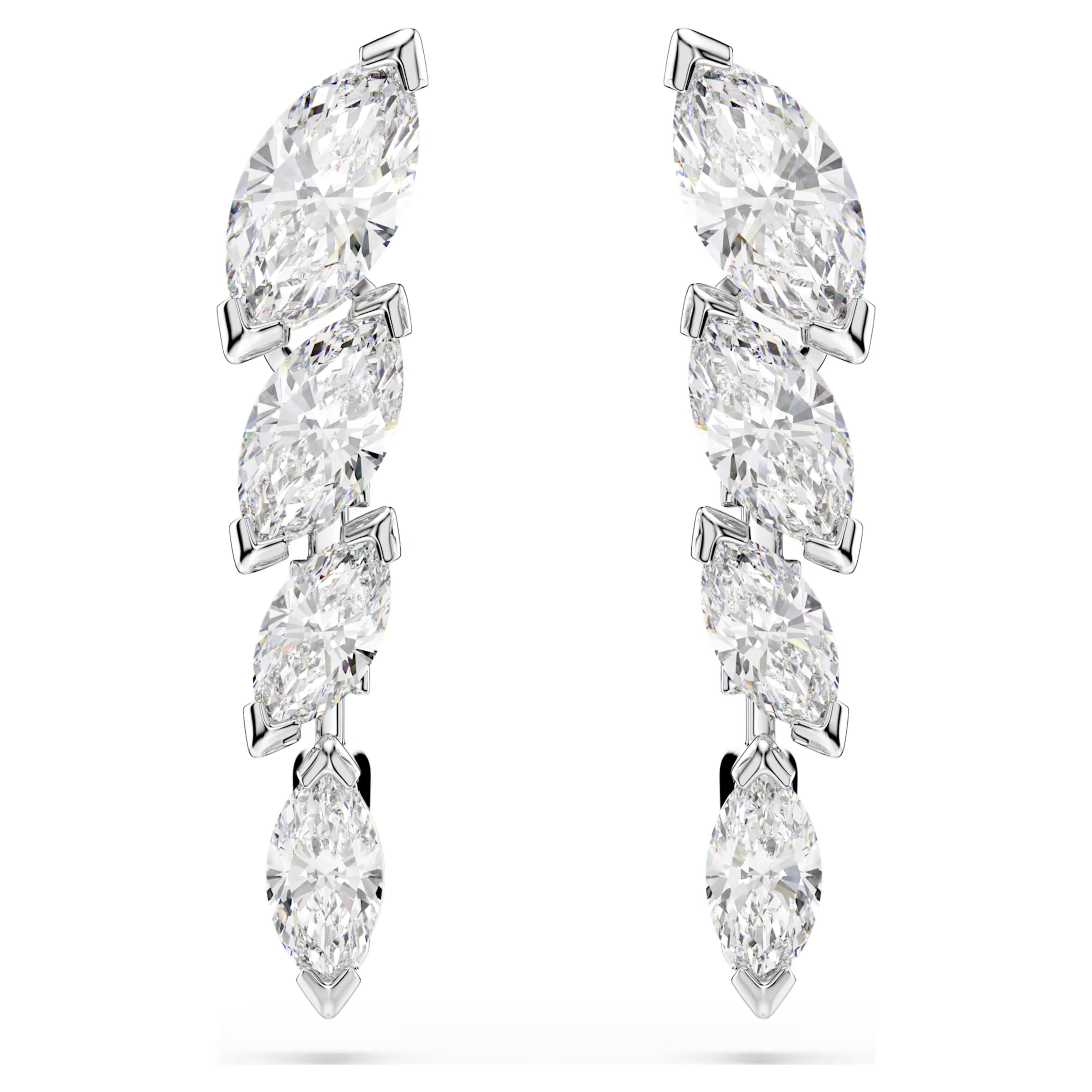 Mesmera Short Drop Earrings (Marquise Cut, White, Rhodium Plated) 5748007